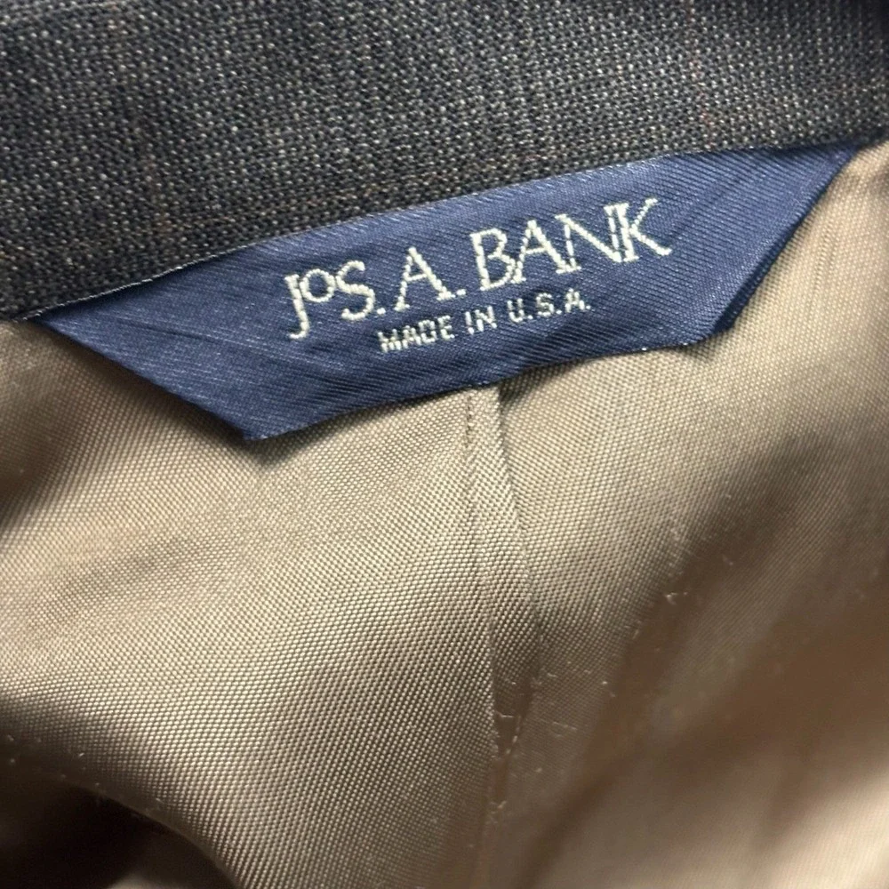 Jos A Bank Business Express Mens 46L Brown Plaid 100% Wool Blazer USA Made